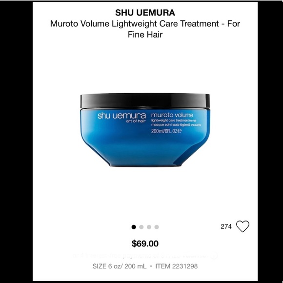 NIB Shu Uemura Muroto volume hair treatment 6oz. - Picture 5 of 5